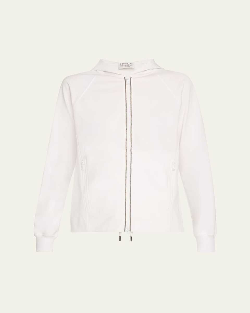 Monili Techno Jersey Zip-Front Hoodi